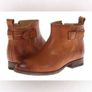 Frye Bella Belt Bootie Dark Brown Leather Boots Size 7